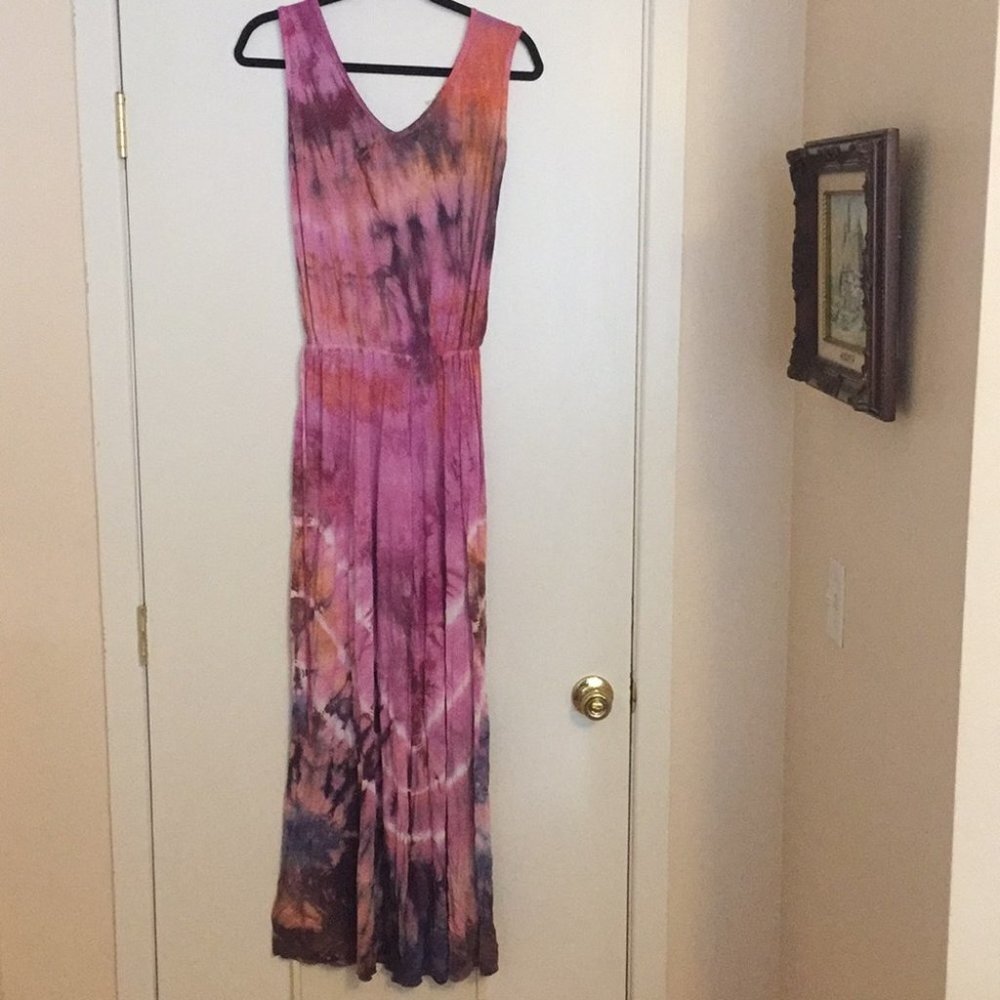 Sleeveless Pink Tie-Dye Jumpsuit